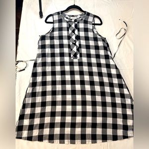 Loft white black checkered dress